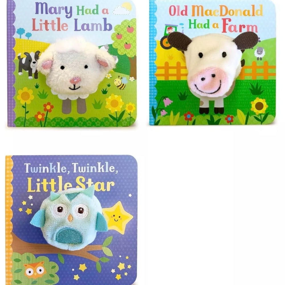 Finger Puppet Board Book Set: Little Lamb, Old McDonald, Twinkle Interactive NEW